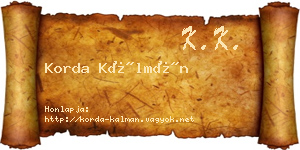 Korda Kálmán névjegykártya